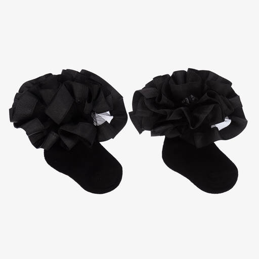 Beau KiD-Girls Black Ruffle Socks | Childrensalon