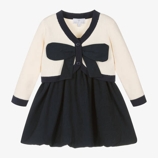 Beau KiD-Girls Ivory & Blue Dress Set | Childrensalon