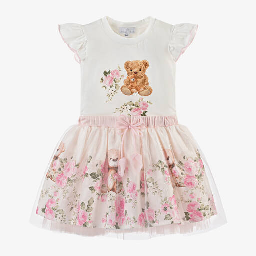 Beau KiD-Girls Ivory Teddy Bear Tulle Skirt Set | Childrensalon