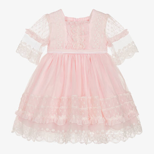 Beau KiD-Girls Pink Embroidered Tulle Dress | Childrensalon