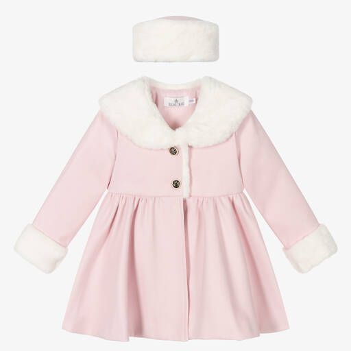 Beau KiD-Girls Pink Faux Fur Coat & Hat | Childrensalon