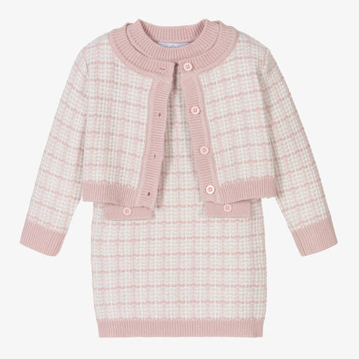 Beau KiD-Girls Pink Knitted Cardigan & Dress Set | Childrensalon