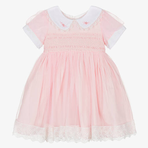 Beau KiD-Girls Pink Smocked Lace Dress | Childrensalon