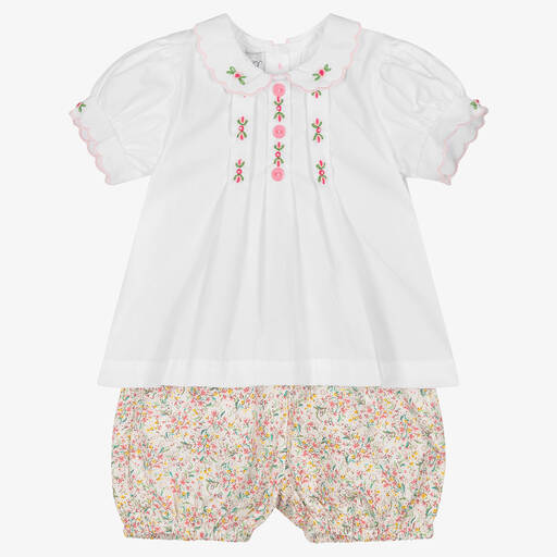Beau KiD-Girls Pink & White Floral Shorts Set | Childrensalon