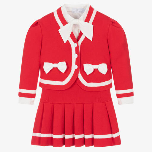 Beau KiD-Girls Red Knitted Skirt Set | Childrensalon