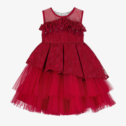 Beau KiD-Girls Red Lace & Tulle Dress | Childrensalon