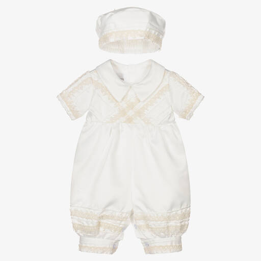 Beau KiD-Ivory Baby Babysuit & Hat Set | Childrensalon