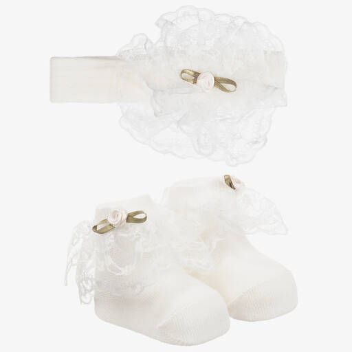 Beau KiD-Ivory Headband & Socks Set | Childrensalon