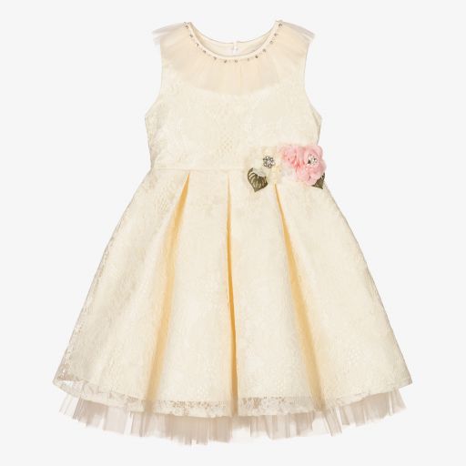 Beau KiD-Кремовое платье с кружевом и бутоньерка | Childrensalon