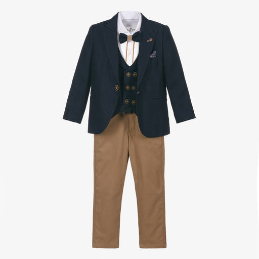 Beau KiD-Anzug-Set in Navyblau und Beige | Childrensalon
