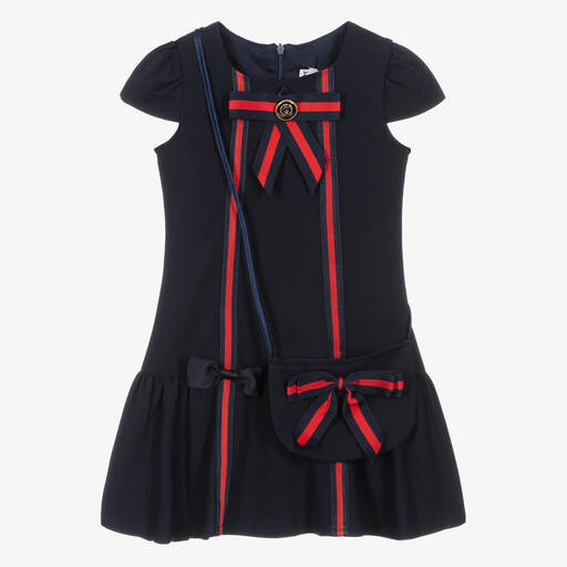 Beau KiD-طقم فستان وحقيبة فيسكوز جيرسي لون كحلي | Childrensalon