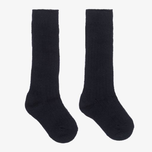 Beau KiD-Navy Blue Ribbed Cotton Socks | Childrensalon