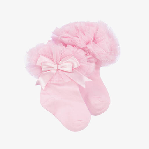 Beau KiD-Pink Frilly Cotton Socks | Childrensalon