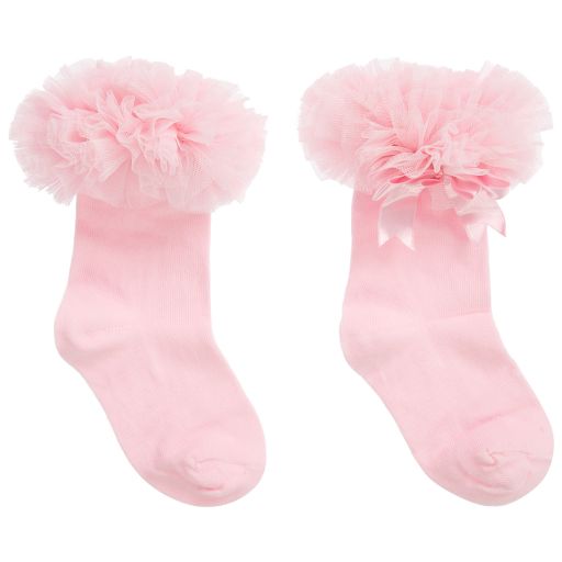 Beau KiD-Pink Frilly Cotton Socks | Childrensalon