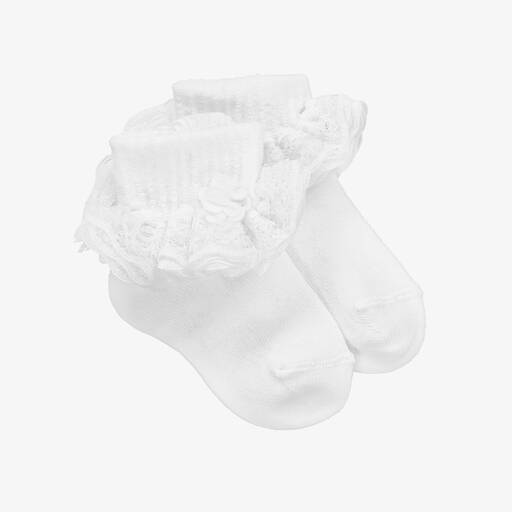 Beau KiD-White Cotton Socks with Lace | Childrensalon