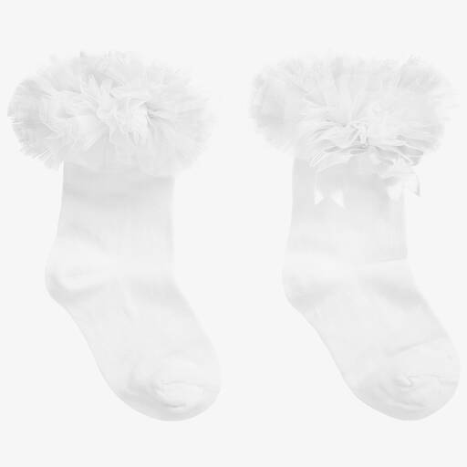 Beau KiD-White Frilly Cotton Socks | Childrensalon