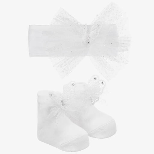 Beau KiD-White Headband & Socks Set | Childrensalon