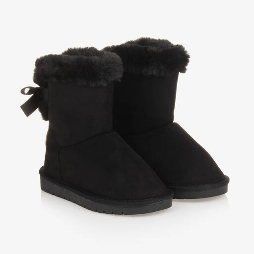 Beppi-Girls Black Faux Fur Lined Boots | Childrensalon