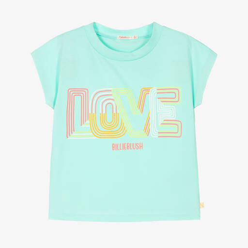 Billieblush-Girls Blue Cotton Love T-Shirt | Childrensalon