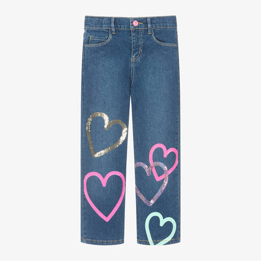 Billieblush-Girls Blue Denim Straight-Leg Jeans | Childrensalon