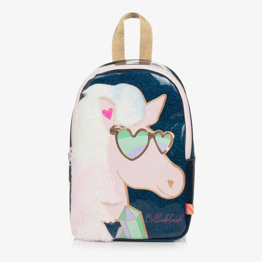 Billieblush-Girls Blue Fluffy Unicorn Backpack (26cm) | Childrensalon