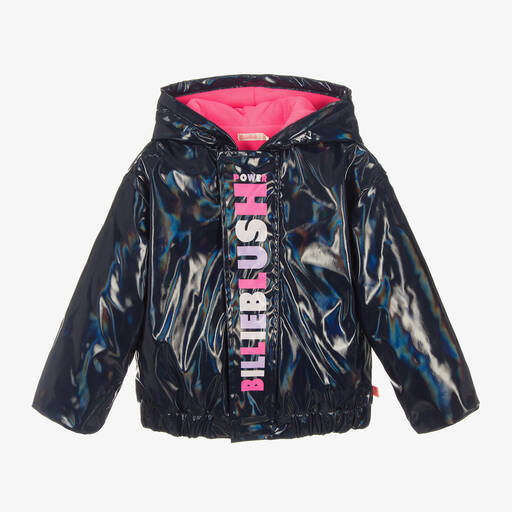 Billieblush-Girls Blue Logo Print Raincoat | Childrensalon