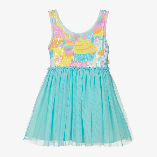Billieblush-Girls Blue Sequin Tulle Dress | Childrensalon