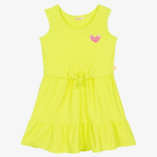 Billieblush-Girls Glittery Neon Yellow Jersey Dress | Childrensalon