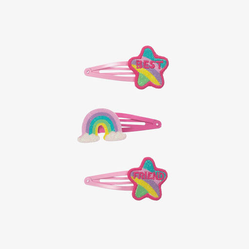 Billieblush-Girls Glittery Pink Hair Clips (3 Pack) | Childrensalon