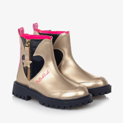 Billieblush-Girls Gold Faux Leather Boots | Childrensalon