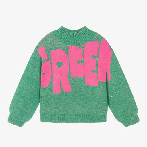 Billieblush-Girls Green Sparkle Knit Jumper | Childrensalon