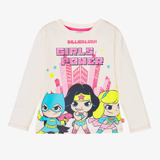 Billieblush-Кремовый хлопковый топ DC для девочек | Childrensalon