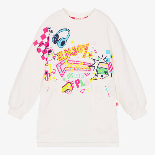 Billieblush-Girls Ivory Slogan Sweatshirt Dress | Childrensalon