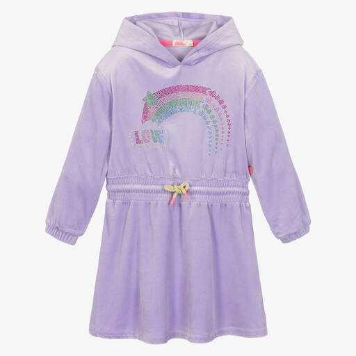 Billieblush-Girls Lilac Purple Hooded Velour Dress | Childrensalon