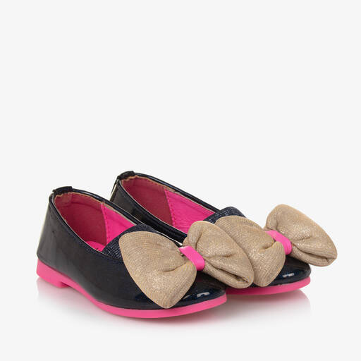 Billieblush-Girls Navy Blue Ballerina Pumps | Childrensalon