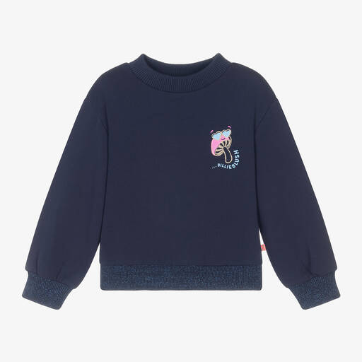 Billieblush-Girls Navy Blue Cotton Sweatshirt | Childrensalon