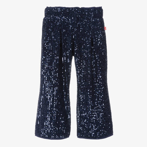 Billieblush-Girls Navy Blue Sequin Trousers | Childrensalon