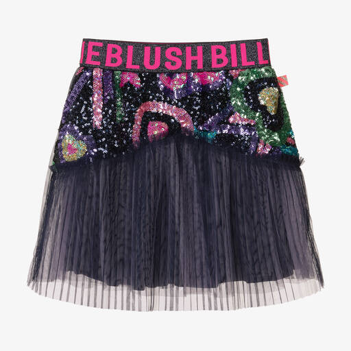 Billieblush-Girls Navy Blue Tulle & Sequin Skirt | Childrensalon