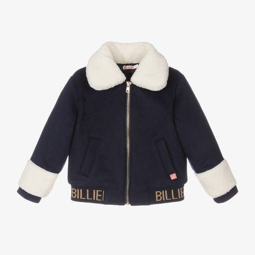 Billieblush-Синяя куртка из шерсти и флиса для девочек | Childrensalon