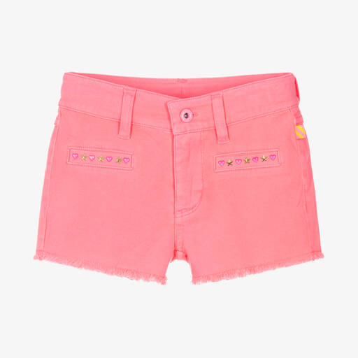Billieblush-Girls Neon Pink Denim Shorts | Childrensalon