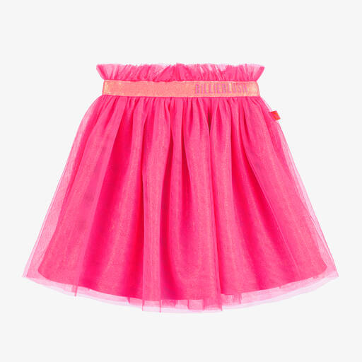 Billieblush-Girls Neon Pink Glitter Tulle Skirt | Childrensalon