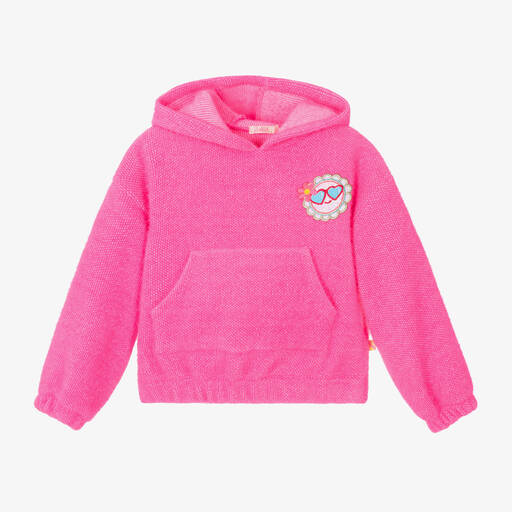Billieblush-Girls Neon Pink Glittery Flower Hoodie | Childrensalon
