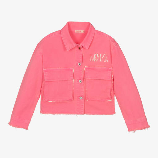 Billieblush-Girls Neon Pink Sequin Twill Jacket | Childrensalon