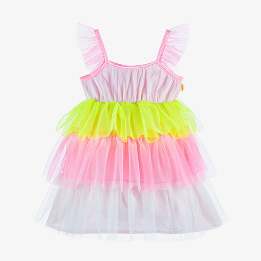 Billieblush-Girls Neon Pink Tiered Tulle Dress | Childrensalon
