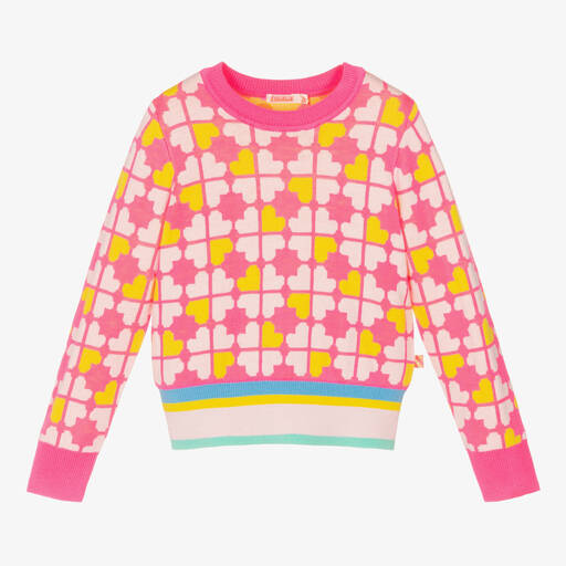 Billieblush-Girls Pink Cotton 4 Leaf Clover Sweater | Childrensalon