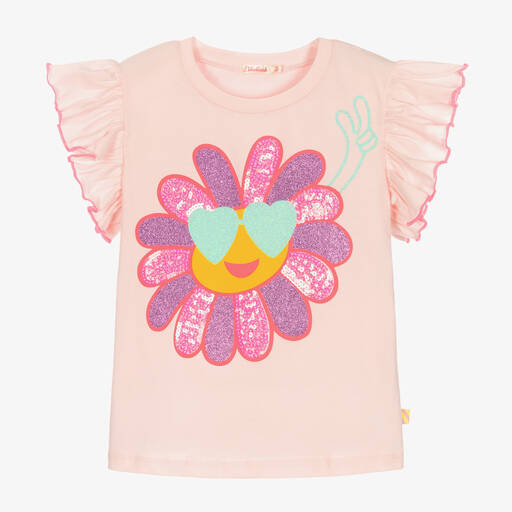 Billieblush-Girls Pink Cotton Flower T-Shirt | Childrensalon