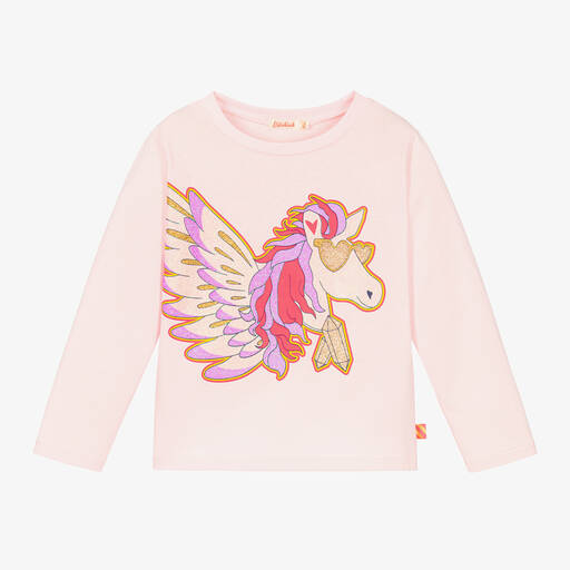 Billieblush-Girls Pink Cotton Pegasus Top | Childrensalon