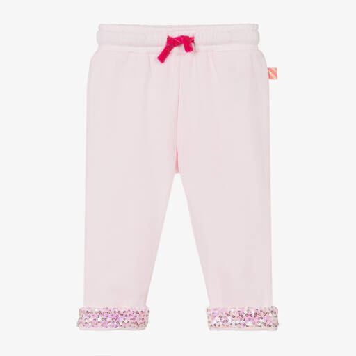 Billieblush-Girls Pink Cotton & Sequin Joggers | Childrensalon