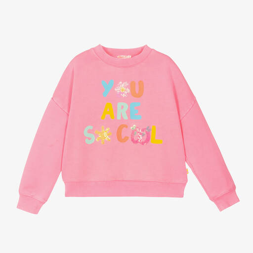 Billieblush-Girls Pink Cotton Sweatshirt | Childrensalon