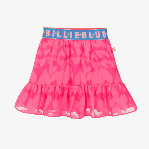 Billieblush-Girls Pink Embossed Heart Logo Skirt | Childrensalon